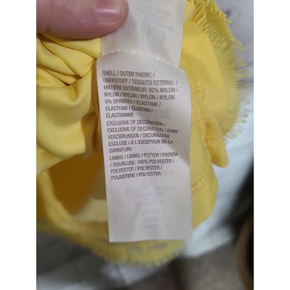 Isaac Mizrahi Live Yellow Eyelet Lace Short Sleeve Shift Dress Womans SZ Medium - Picture 6 of 6